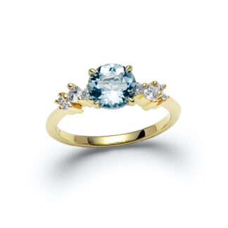Aquamarine Celestra Yellow Gold Diamond Ring
