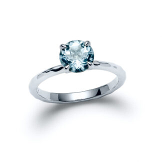 Aquamarine Ella Solitaire White Gold Diamond Ring