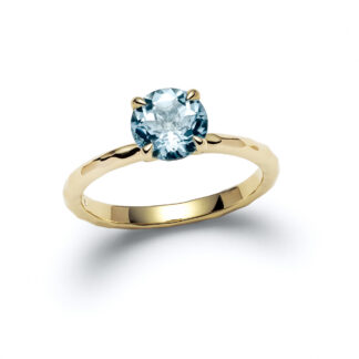 Aquamarine Elle Solitaire Yellow Gold Diamond Ring