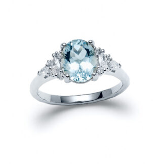 Aquamarine Grand Avilaine White Gold Diamond Ring