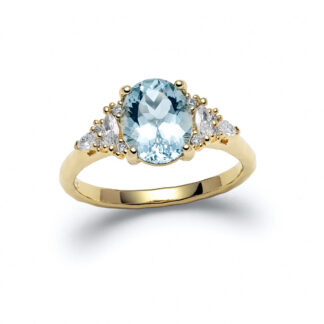 Aquamarine Grand Avilaine Yellow Gold Diamond Ring