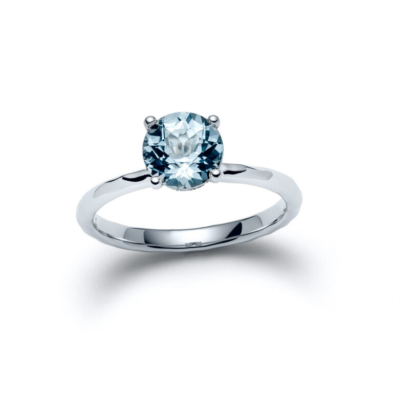 Aquamarine Lunara White Gold Diamond Ring