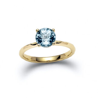 Aquamarine Lunara Yellow Gold Diamond Ring