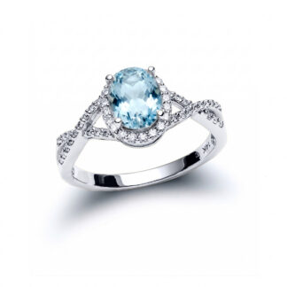 Aquamarine Raya White Gold Diamond Ring