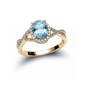 Aquamarine Raya Yellow Gold Diamond Ring
