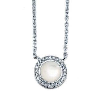 Mother of Pearl Halo Station Necklace