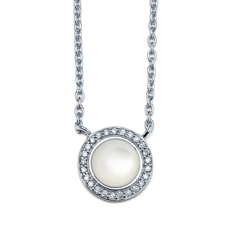 Mother of Pearl Halo Station Necklace