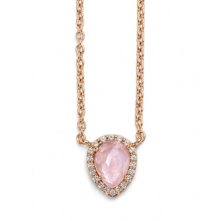 Pink Orchid Aura Rose Gold Diamond Necklace