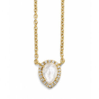 Radiant Pearl Aura Yellow Gold Diamond Necklace