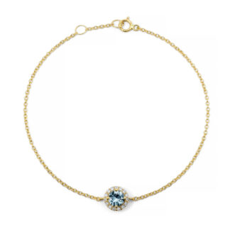 Aquamarine Princess Yellow Gold Diamond Bracelet