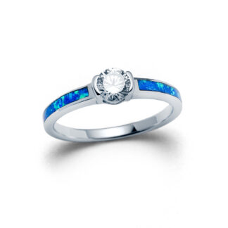 Blue Opal Radiant Ring