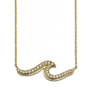 Grand Radiant Wave Yellow Gold Diamond Necklace