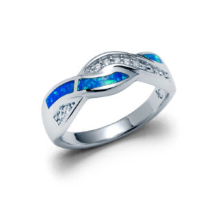 Blue Opal Crossover Ring
