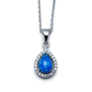 Blue Opal Droplet Pave Necklace