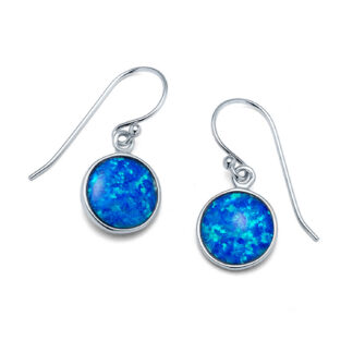 Blue Opal Classic Round Drop Earrings