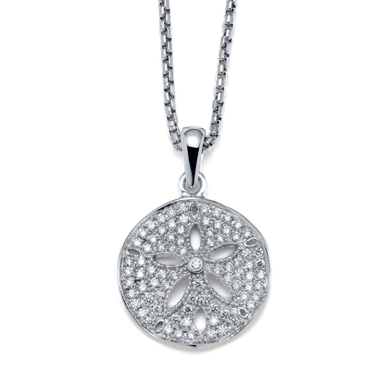 Radiant Sand Dollar White Gold Diamond Charm Necklace