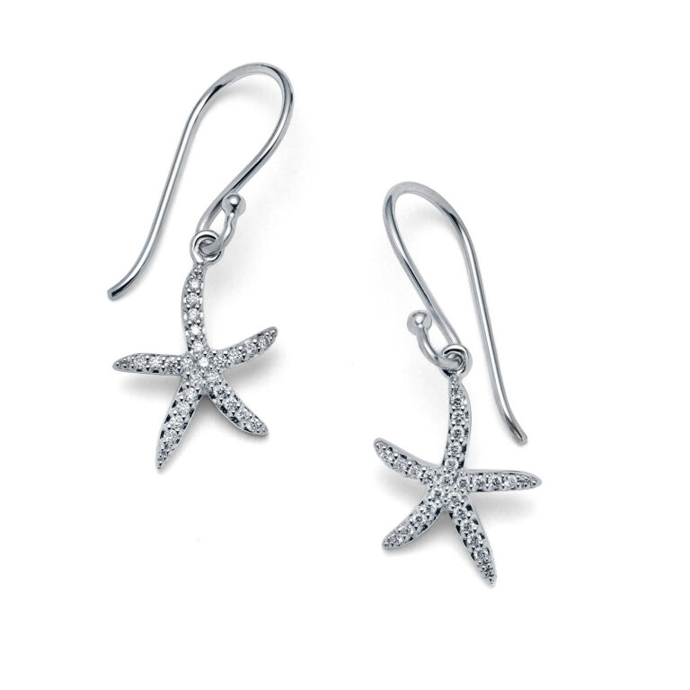 Radiant Starfish White Gold Diamond Earrings