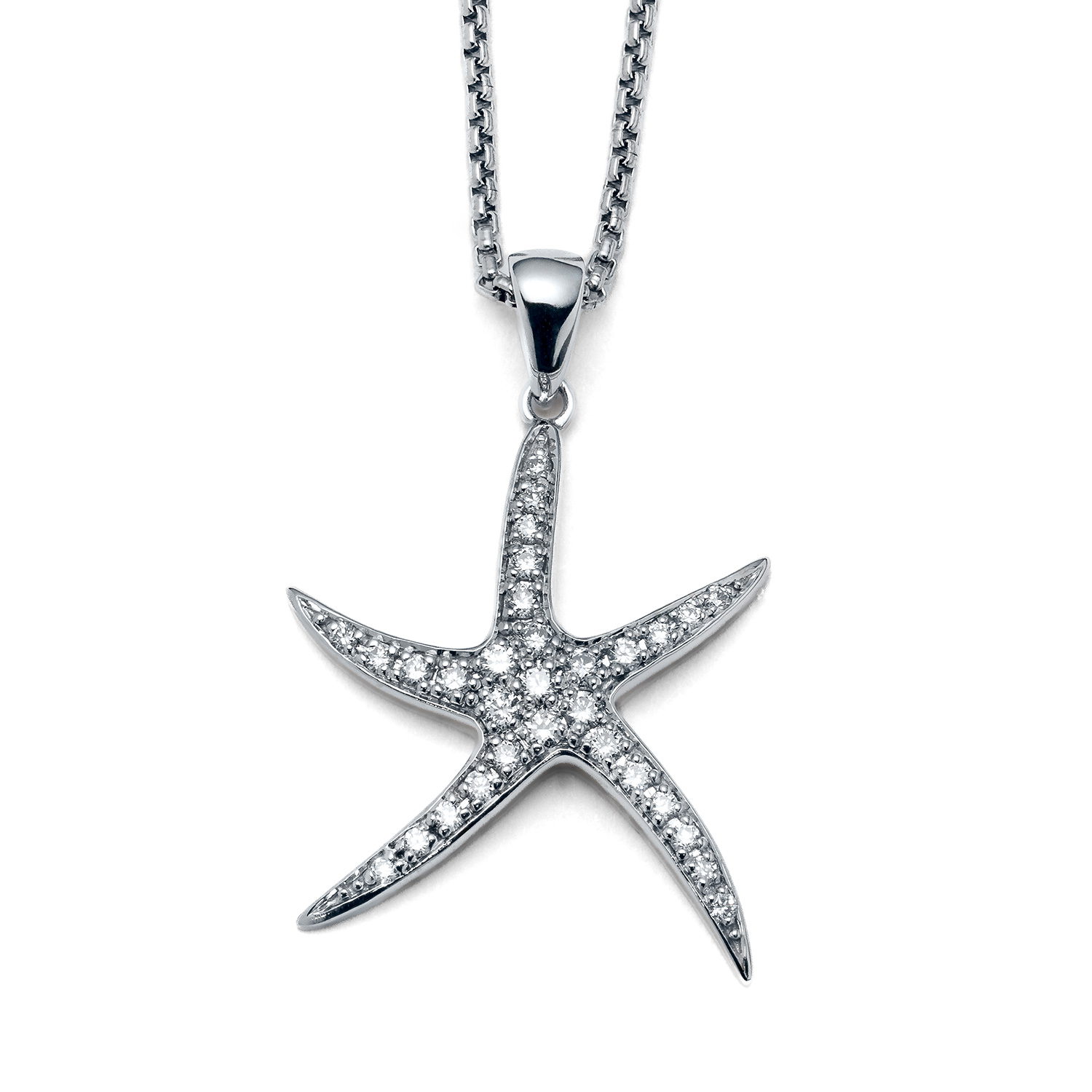 Siesta Starfish White Gold Diamond Necklace