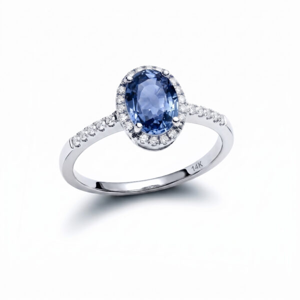 Blue Sapphire Mallory White Gold Diamond Ring