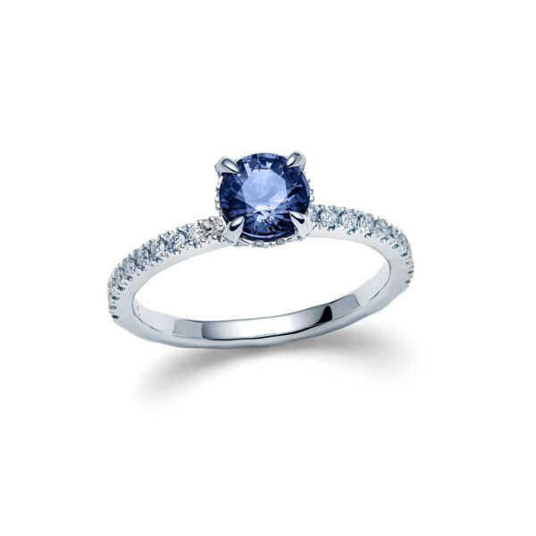 Blue Sapphire Myra White Gold Diamond Ring
