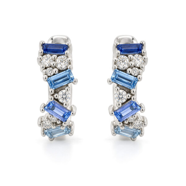 Blue Sapphire Constellation Huggie Hoop Earrings